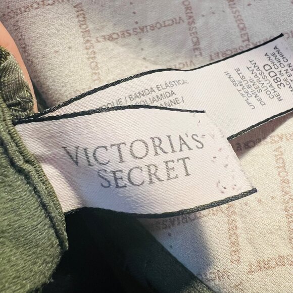 Victoria's Secret Uplift Semi/Demi Army Green/Black Mesh Size 38 DD Bra-Ajustabl - Picture 12 of 15